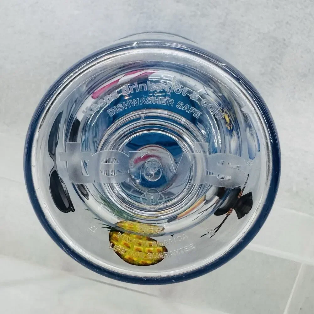 EUC HTF Tervis Emoji 24oz Tumbler With Blue Lid Summer Beach Island Vibes